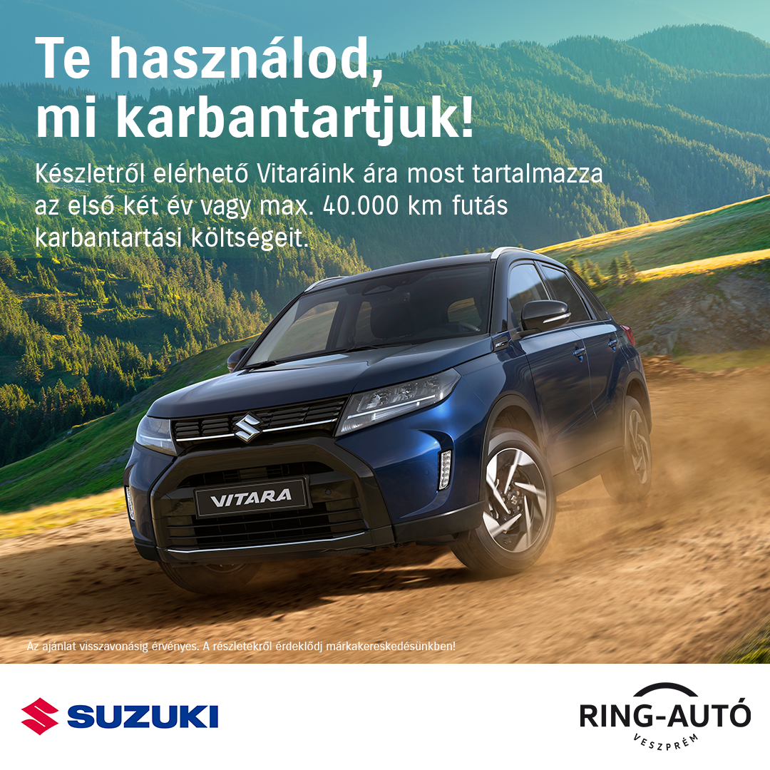 K&eacute;szletes Vitara 2 &eacute;v vagy 40.000 km szervizzel a Ring-Aut&oacute; Kft.-n&eacute;l