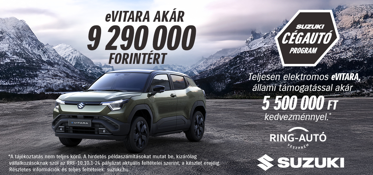 Suzuki eVitara Ring-Autó Kft. Veszprém Suzuki eVitara Flotta ajánlat Veszprémben a Ring-Autó Kft.-nél